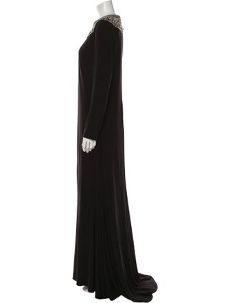 Ieena for Mac Duggal Crew Neck Long Dress