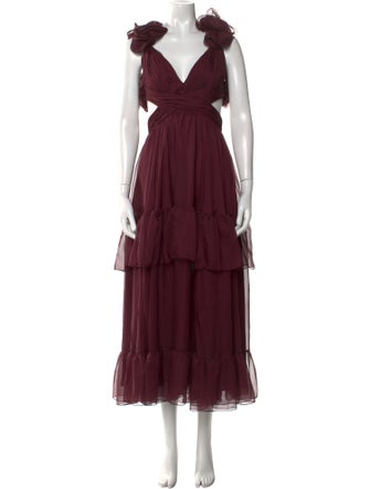 Ieena for Mac Duggal V-Neck Long Dress