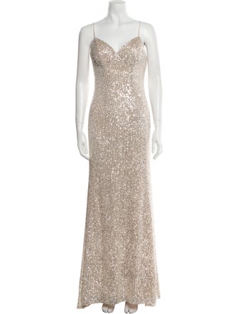 Ieena for Mac Duggal V-Neck Long Dress