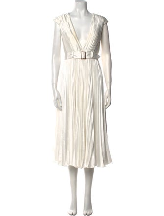 Ieena for Mac Duggal V-Neck Midi Length Dress