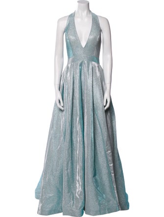 Ieena for Mac Duggal Off-The-Shoulder Long Dress