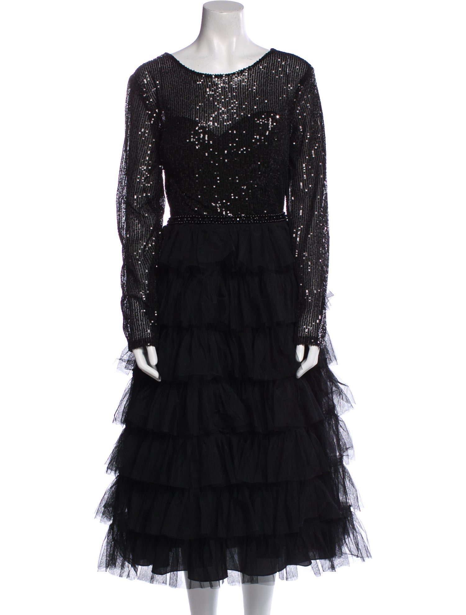 Ieena for Mac Duggal Scoop Neck Midi Length Dress