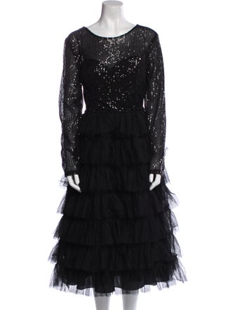 Ieena for Mac Duggal Scoop Neck Midi Length Dress