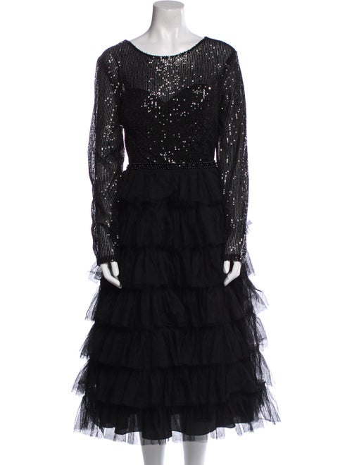 Ieena for Mac Duggal Scoop Neck Midi Length Dress