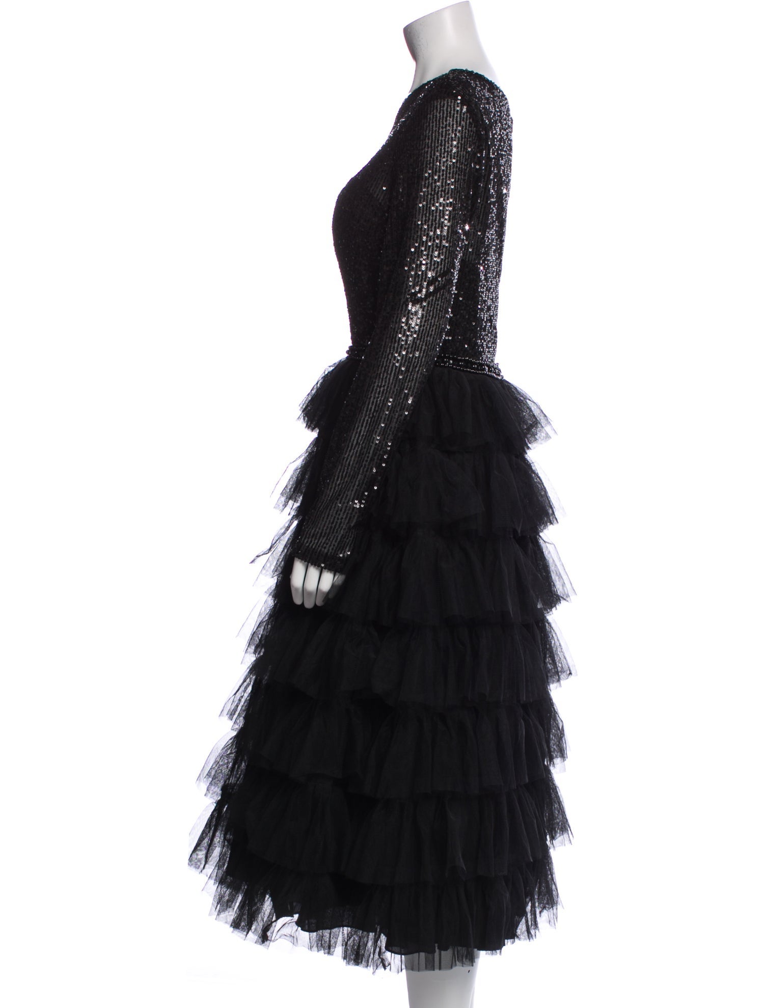 Ieena for Mac Duggal Scoop Neck Midi Length Dress