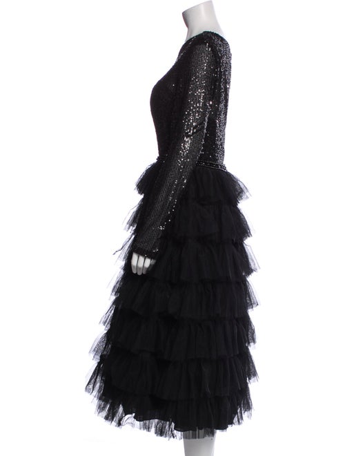 Ieena for Mac Duggal Scoop Neck Midi Length Dress