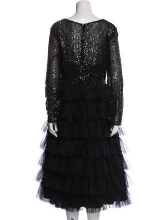 Ieena for Mac Duggal Scoop Neck Midi Length Dress