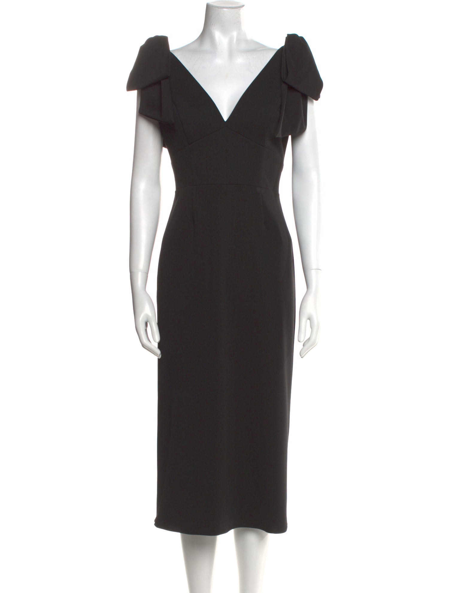 Ieena for Mac Duggal V-Neck Midi Length Dress