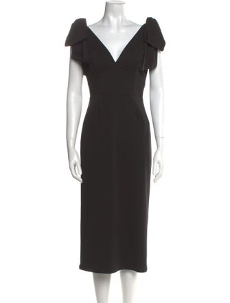 Ieena for Mac Duggal V-Neck Midi Length Dress