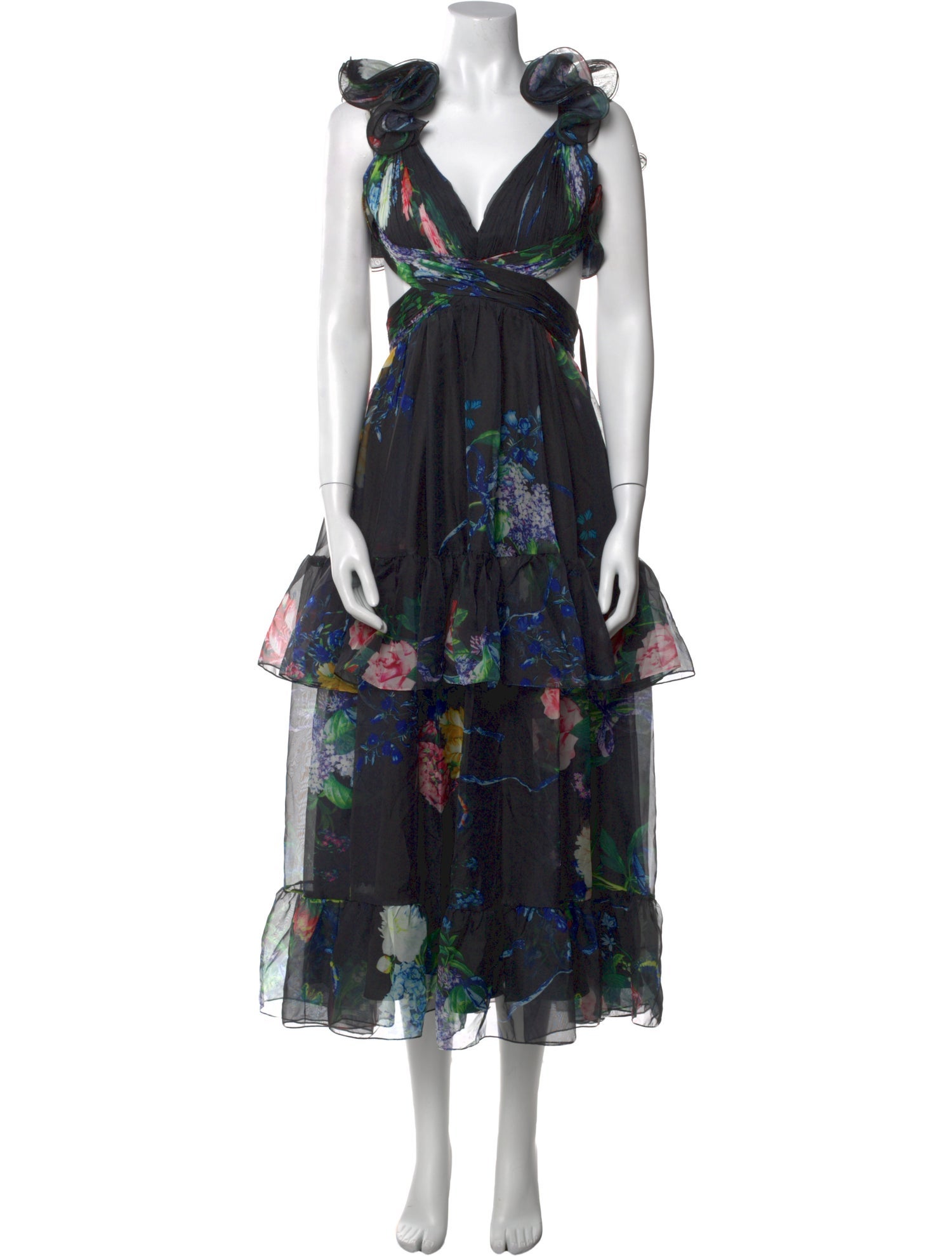 Ieena for Mac Duggal Floral Print Long Dress