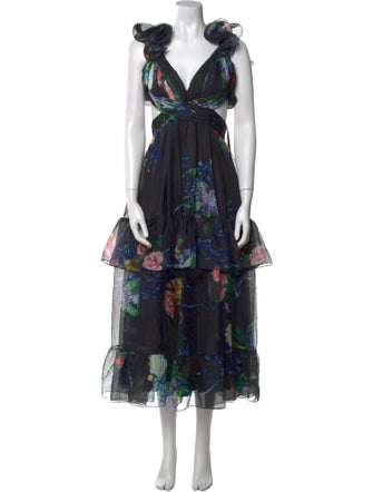 Ieena for Mac Duggal Floral Print Long Dress