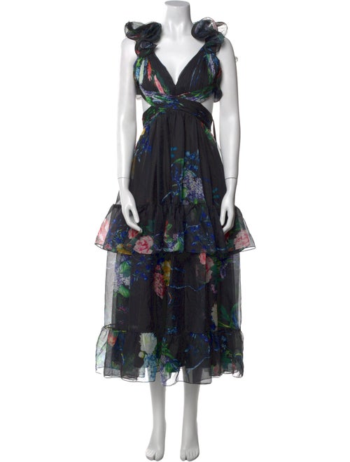 Ieena for Mac Duggal Floral Print Long Dress