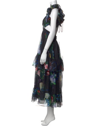 Ieena for Mac Duggal Floral Print Long Dress