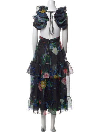 Ieena for Mac Duggal Floral Print Long Dress