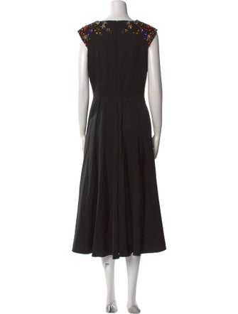 Ieena for Mac Duggal V-Neck Midi Length Dress