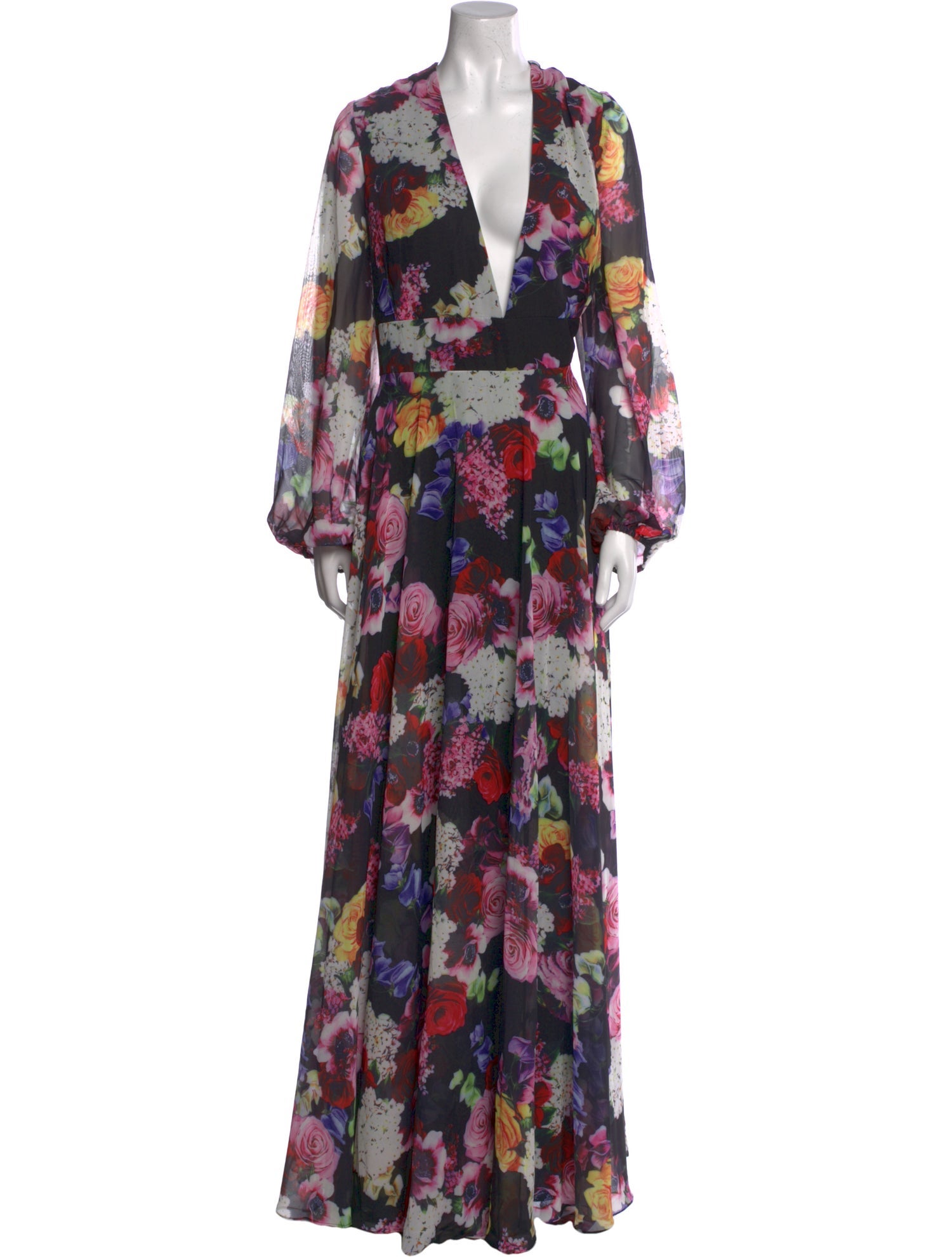 Ieena for Mac Duggal Floral Print Long Dress