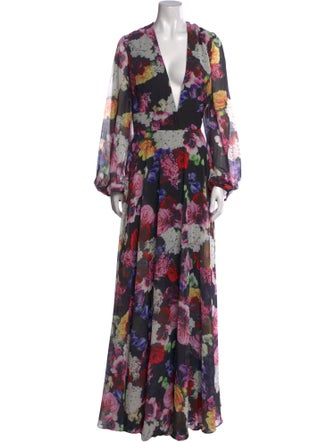 Ieena for Mac Duggal Floral Print Long Dress