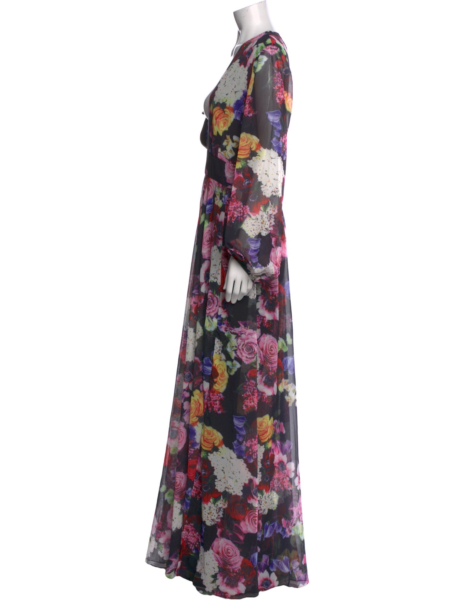 Ieena for Mac Duggal Floral Print Long Dress
