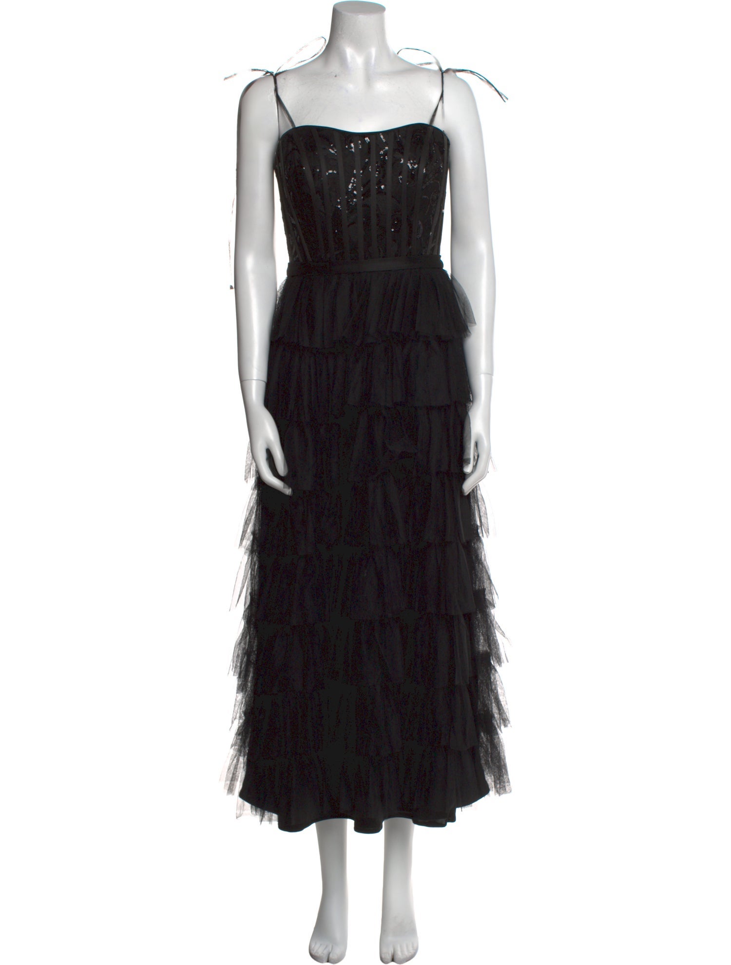 Ieena for Mac Duggal Square Neckline Midi Length Dress