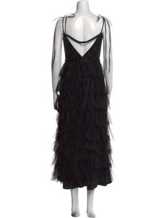 Ieena for Mac Duggal Square Neckline Midi Length Dress