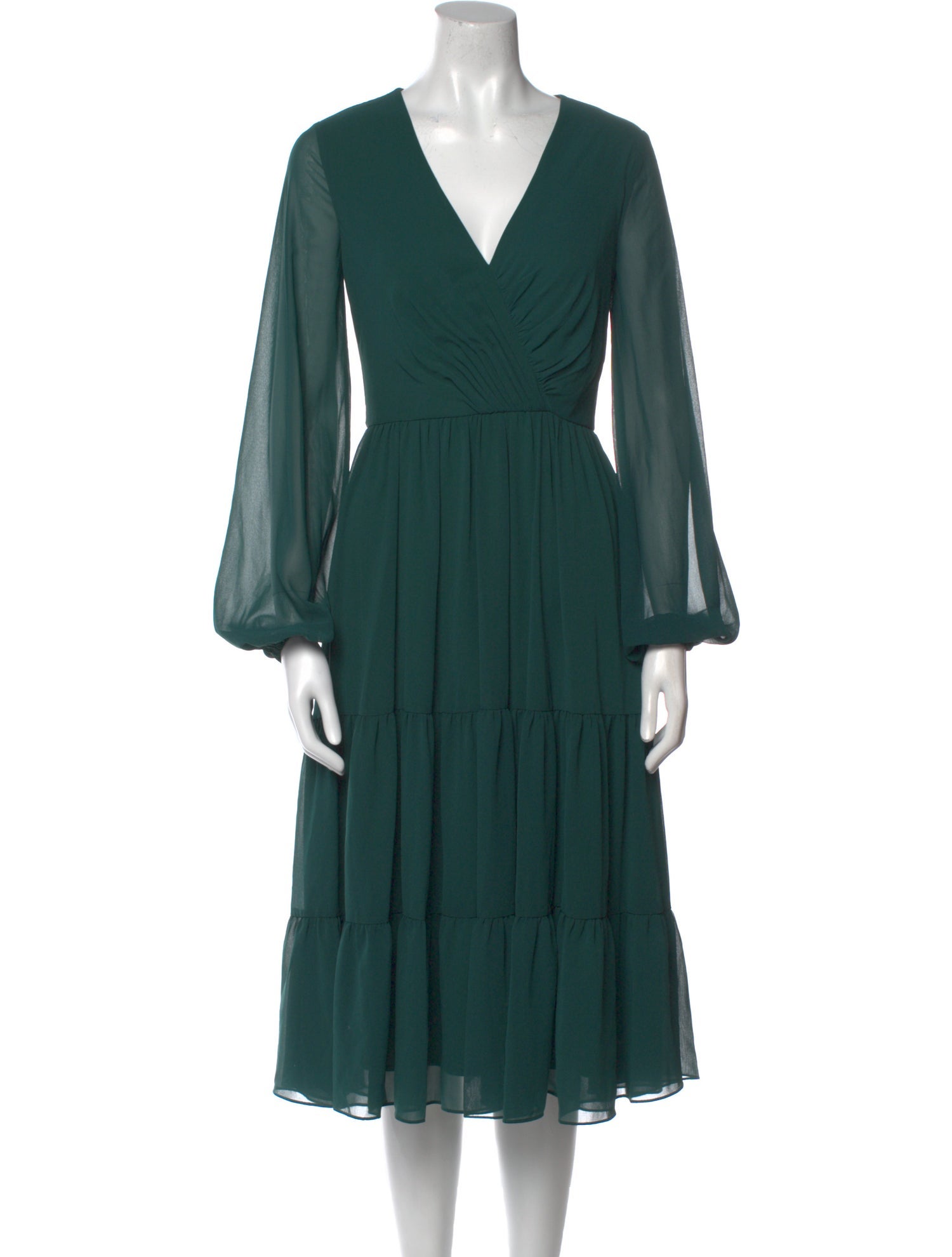 Ieena for Mac Duggal V-Neck Midi Length Dress