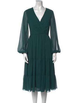 Ieena for Mac Duggal V-Neck Midi Length Dress