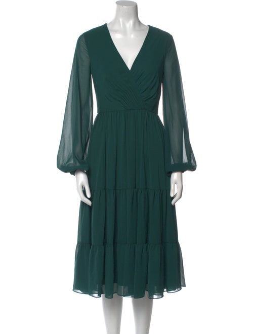 Ieena for Mac Duggal V-Neck Midi Length Dress