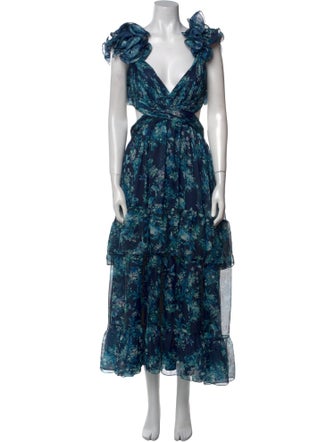 Ieena for Mac Duggal Floral Print Long Dress