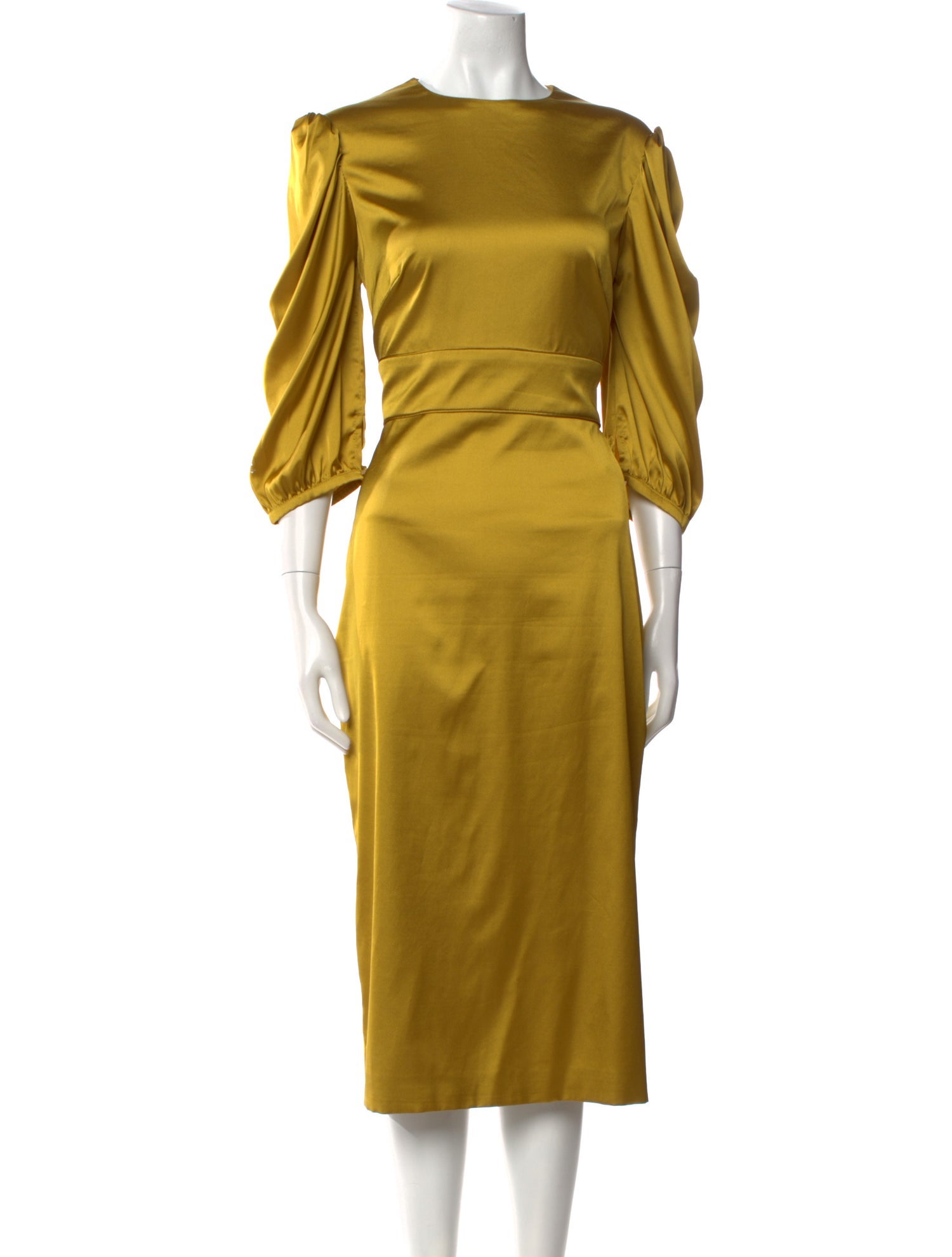 Ieena for Mac Duggal Bateau Neckline Midi Length Dress