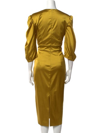 Ieena for Mac Duggal Bateau Neckline Midi Length Dress