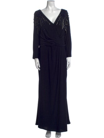 Ieena for Mac Duggal V-Neck Long Dress