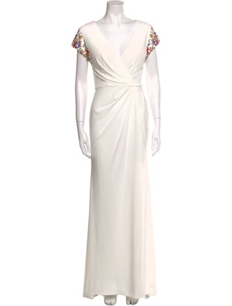 Ieena for Mac Duggal V-Neck Long Dress