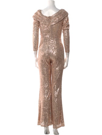 Ieena for Mac Duggal Patterned Bateau Neckline Jumpsuit