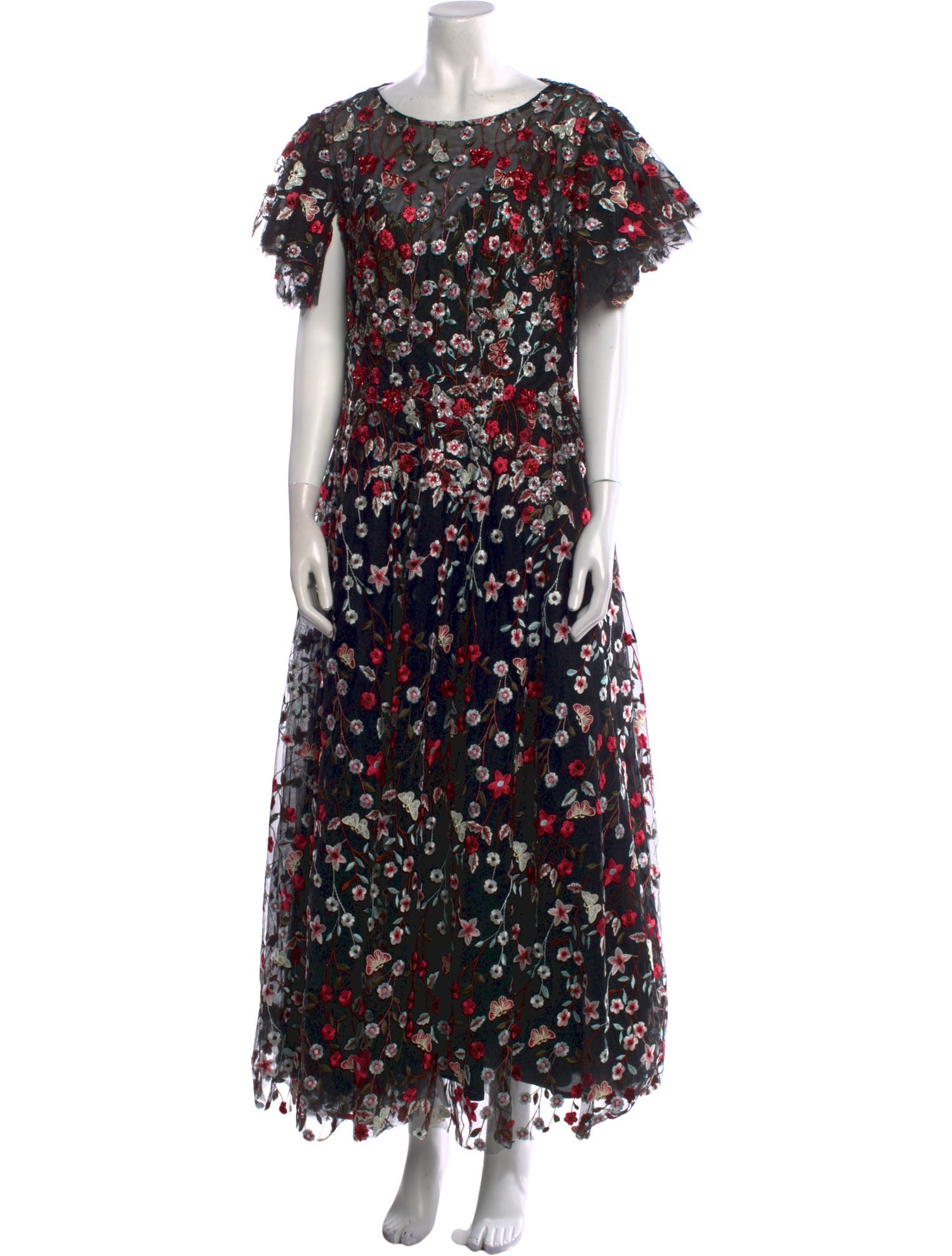 Ieena for Mac Duggal Floral Print Long Dress