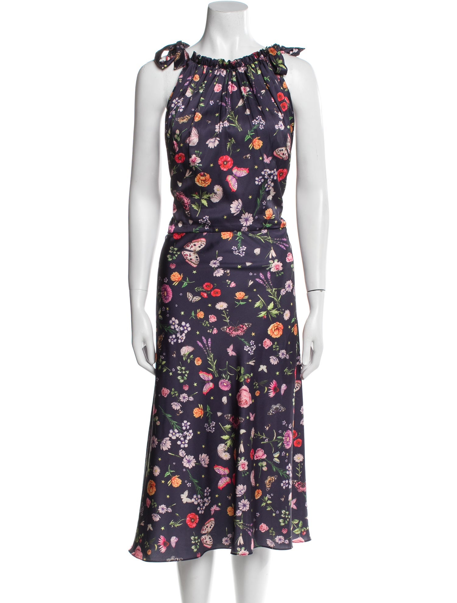 Ieena for Mac Duggal Floral Print Midi Length Dress