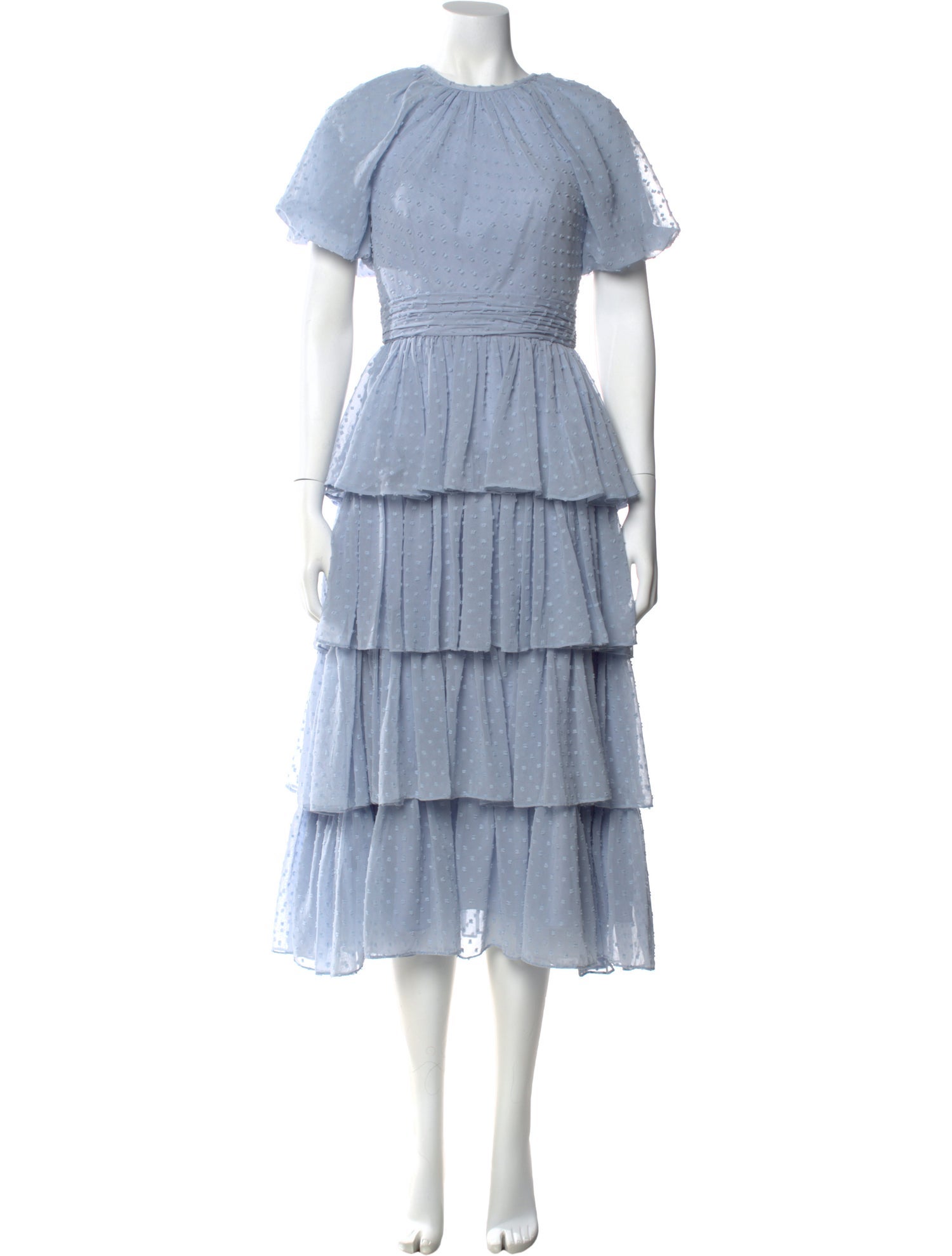 Ieena for Mac Duggal Crew Neck Midi Length Dress