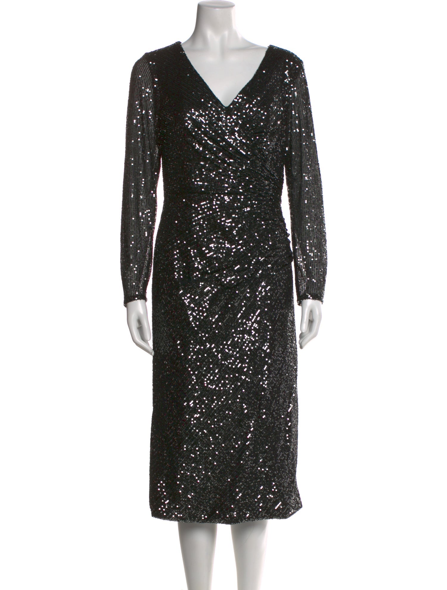 Ieena for Mac Duggal V-Neck Midi Length Dress