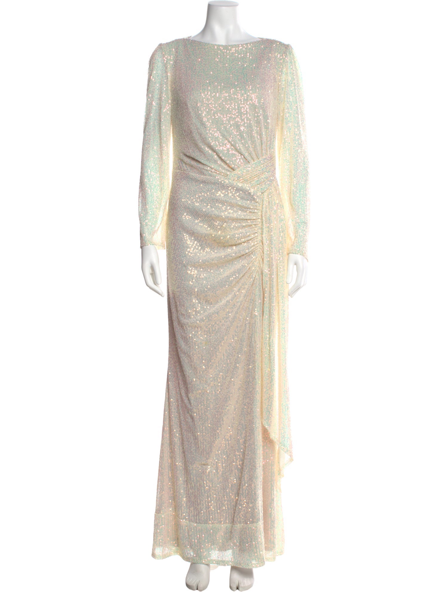 Ieena for Mac Duggal Bateau Neckline Long Dress