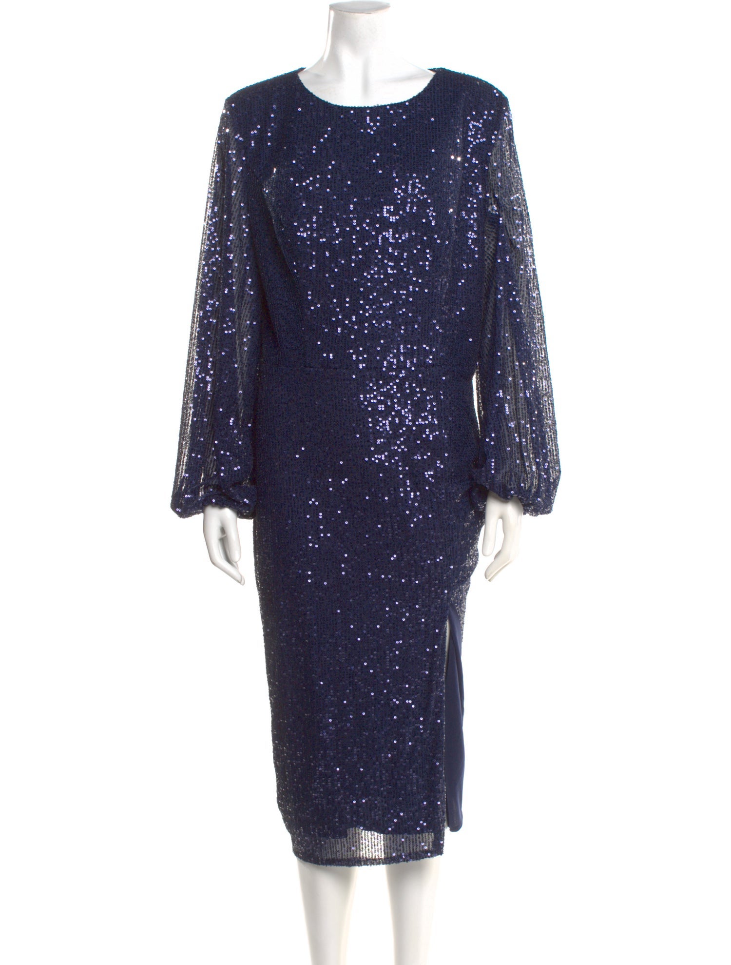 Ieena for Mac Duggal Crew Neck Midi Length Dress