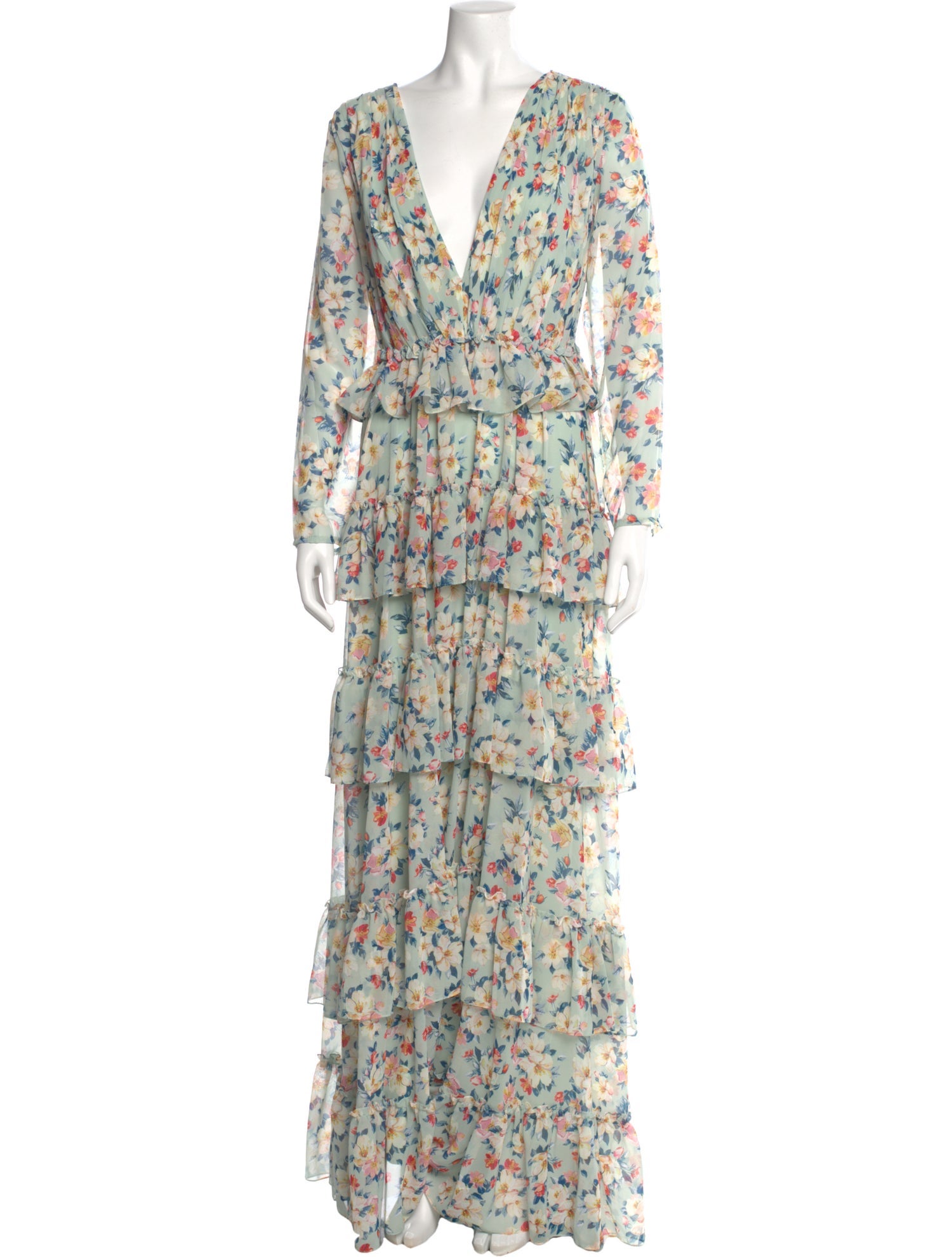 Ieena for Mac Duggal Floral Print Long Dress w/ Tags