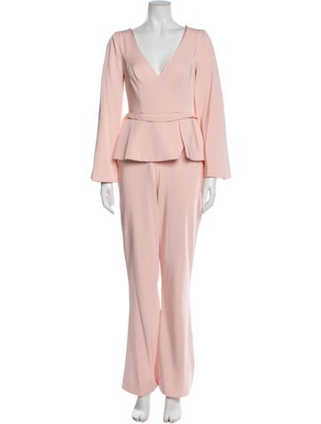 Pre-owned Mac Duggal V-neck Jumpsuit W/ Tags In Pink