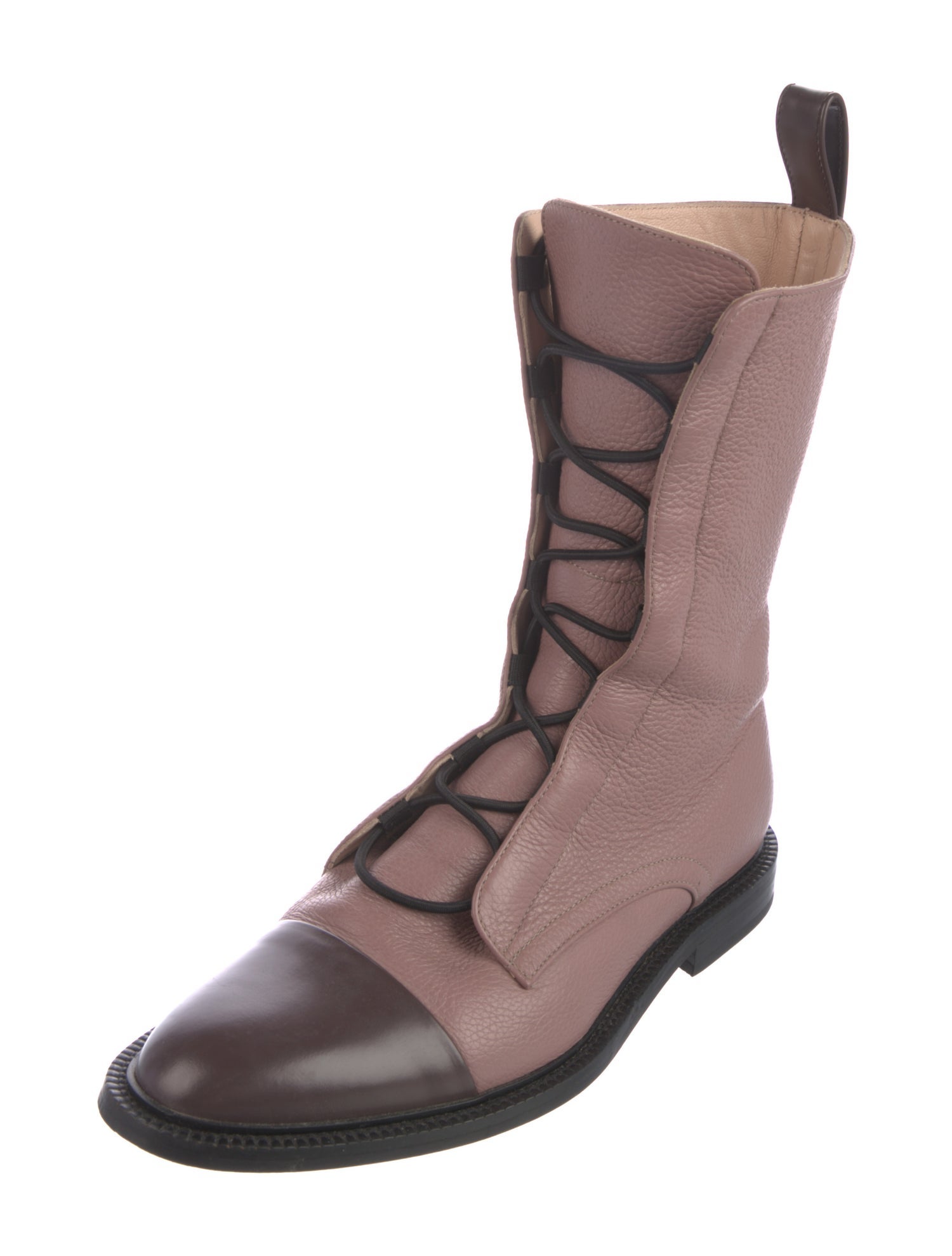 Inch2 Leather Colorblock Pattern Combat Boots