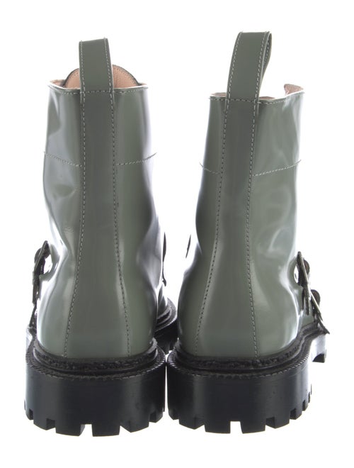 Inch2 Patent Leather Colorblock Pattern Combat Boots