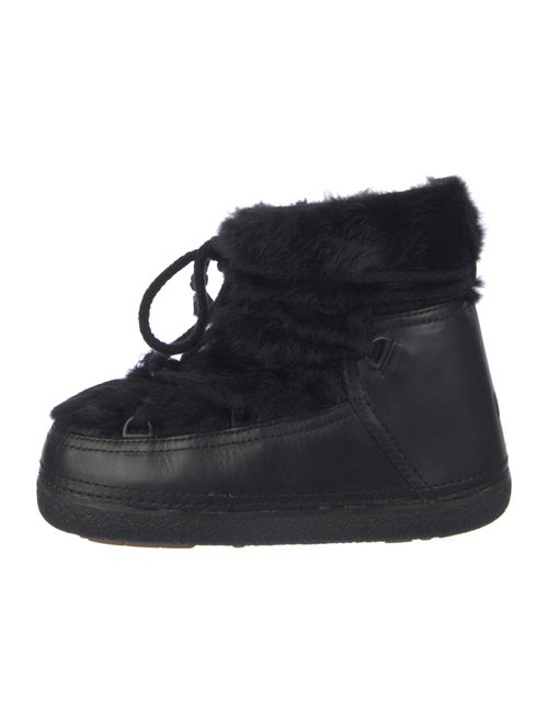 IKKII Leather Fur Trim Lace-Up Boots