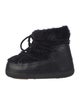 IKKII Leather Fur Trim Lace-Up Boots