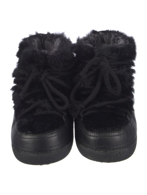 IKKII Leather Fur Trim Lace-Up Boots