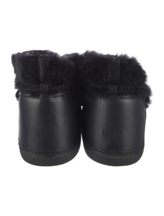 IKKII Leather Fur Trim Lace-Up Boots