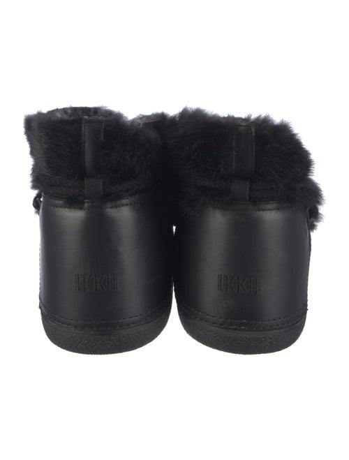 IKKII Leather Fur Trim Lace-Up Boots