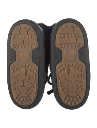 IKKII Leather Fur Trim Lace-Up Boots