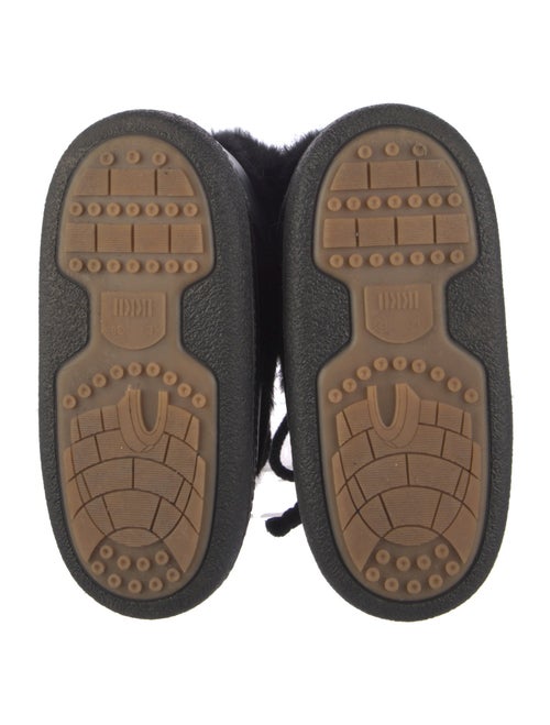 IKKII Leather Fur Trim Lace-Up Boots